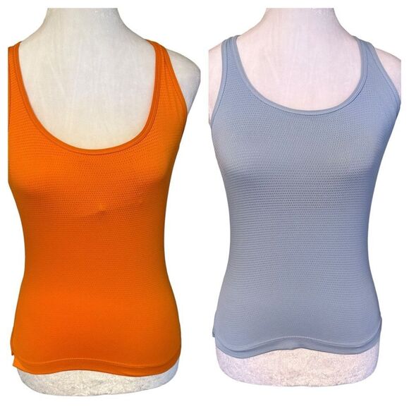 Nike Dri Fit Women's Orange and Blue Work Out Tank Tops Bundle‎ of 2 Size Small - Picture 1 of 14